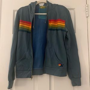 Aviator Nation 6 Stripe Hoodie - Blue // Serape Rainbow